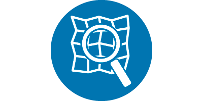 Das Logo zeigt Karte mit einer Lupe (verweist auf: Modul M-GI-3: OpenStreetMap – wie Sie die freie Weltkarte nutzen und selbst dazu beitragen können)